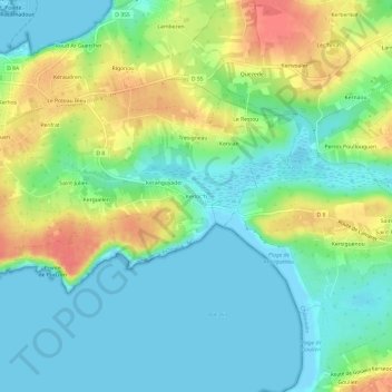 Mapa topográfico Kerloc'h, altitude, relevo