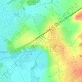Mapa topográfico Sur les Vignes, altitude, relevo