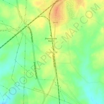 Mapa topográfico Sarbahal, altitude, relevo