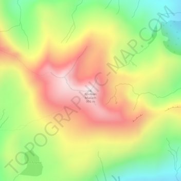 Mapa topográfico Spidean Mialach, altitude, relevo