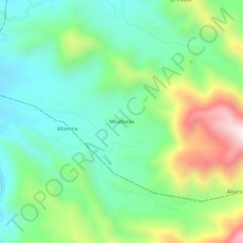 Mapa topográfico Miraflores, altitude, relevo