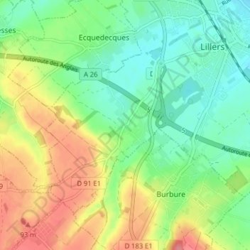 Mapa topográfico Hurionville, altitude, relevo