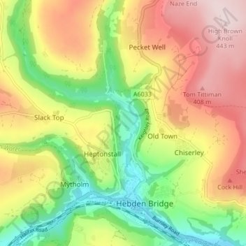 Mapa topográfico Lower Lee, altitude, relevo