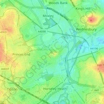 Mapa topográfico Ocker Hill, altitude, relevo