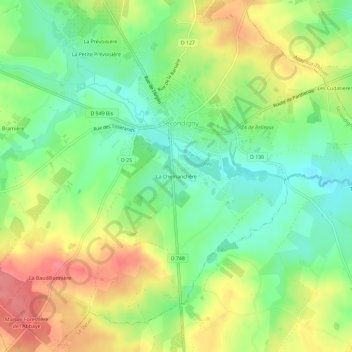 Mapa topográfico La Chemanchère, altitude, relevo
