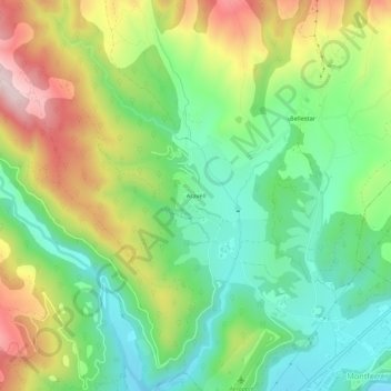 Mapa topográfico Aravell, altitude, relevo