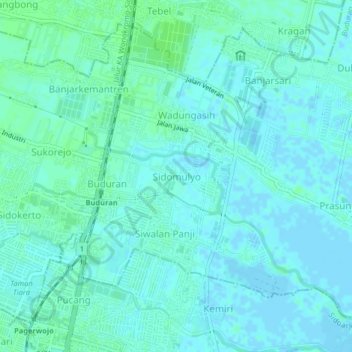 Mapa topográfico Sidomulyo, altitude, relevo