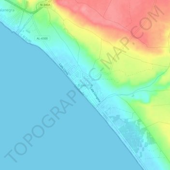 Mapa topográfico Balerma, altitude, relevo