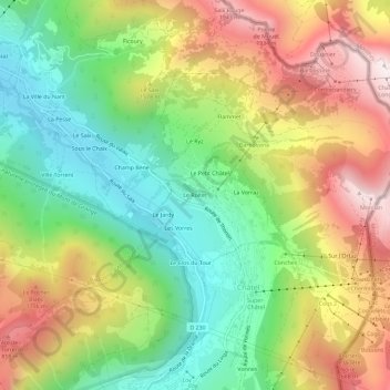 Mapa topográfico Le Roitet, altitude, relevo