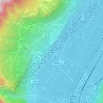 Mapa topográfico Breitbach - Rio Largo, altitude, relevo