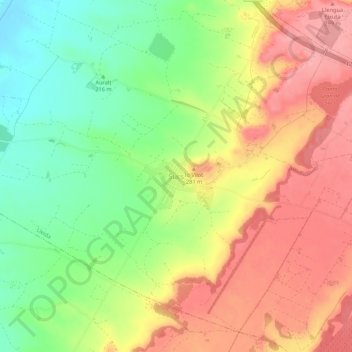 Mapa topográfico Sucs, altitude, relevo