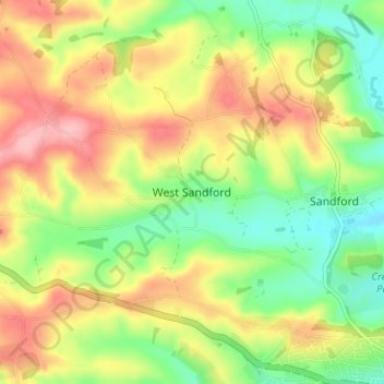 Mapa topográfico West Sandford, altitude, relevo