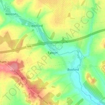 Mapa topográfico Easton, altitude, relevo