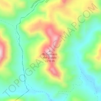 Mapa topográfico El Espinazo del Diablo, altitude, relevo