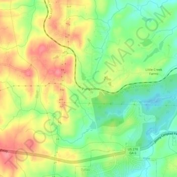 Mapa topográfico Pumpkin, altitude, relevo