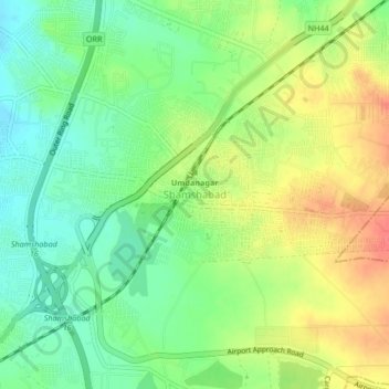 Mapa topográfico Shamshabad, altitude, relevo