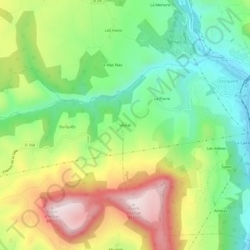 Mapa topográfico Veyrac, altitude, relevo