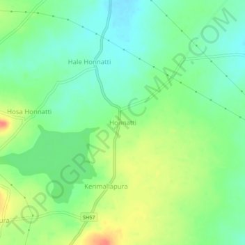 Mapa topográfico Honnatti, altitude, relevo
