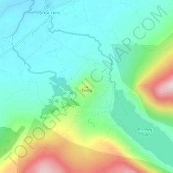Mapa topográfico Skellig, altitude, relevo