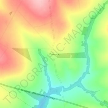 Mapa topográfico Piracema, altitude, relevo