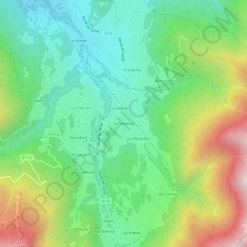 Mapa topográfico Le Tertenoz, altitude, relevo