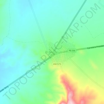 Mapa topográfico El Reposo, altitude, relevo