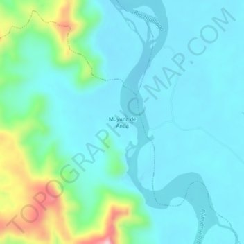 Mapa topográfico Muyuna de Anda, altitude, relevo