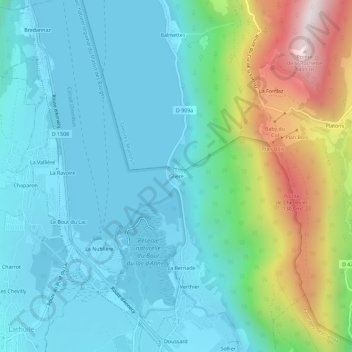 Mapa topográfico Glière, altitude, relevo