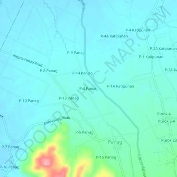 Mapa topográfico P-4 Panag, altitude, relevo