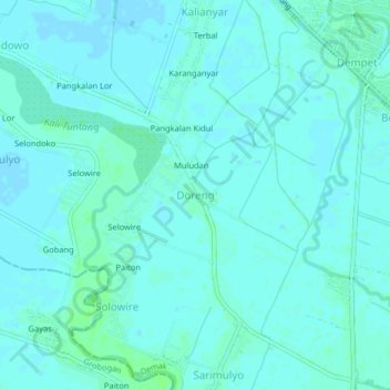 Mapa topográfico Doreng, altitude, relevo