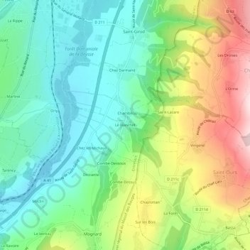 Mapa topográfico Le Blanchet, altitude, relevo