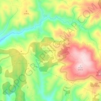 Mapa topográfico Marmelete, altitude, relevo