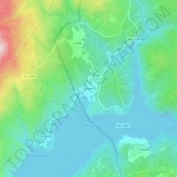 Mapa topográfico Lantemil, altitude, relevo