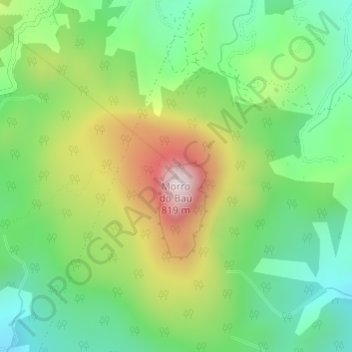 Mapa topográfico Morro do Baú, altitude, relevo