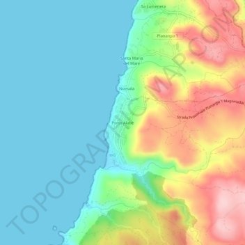 Mapa topográfico Porto Alabe, altitude, relevo