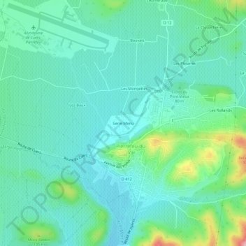Mapa topográfico Serre Menu, altitude, relevo