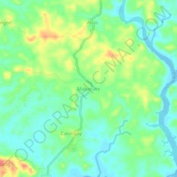 Mapa topográfico Mabanate, altitude, relevo