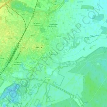 Mapa topográfico Quartier des Tanzmatten, altitude, relevo