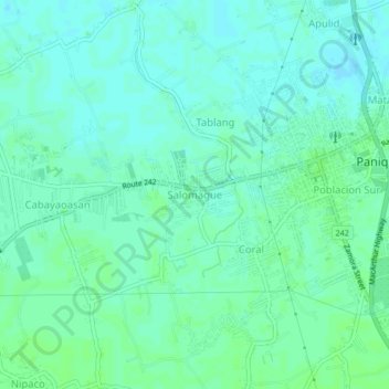 Mapa topográfico Salomague, altitude, relevo
