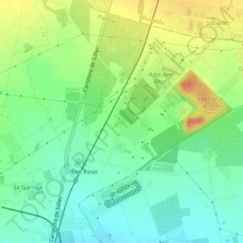 Mapa topográfico Son Reus, altitude, relevo