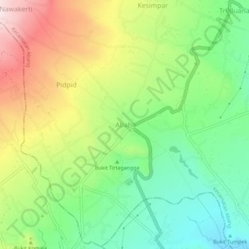 Mapa topográfico Ababi, altitude, relevo