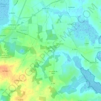 Mapa topográfico Quintin, altitude, relevo