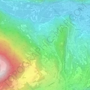 Mapa topográfico Castione, altitude, relevo