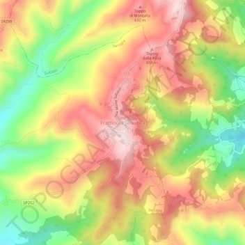 Mapa topográfico Fratticiola Selvatica, altitude, relevo