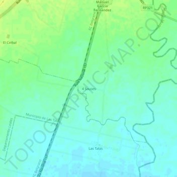 Mapa topográfico 4 Sauses, altitude, relevo