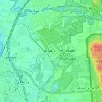 Mapa topográfico Boukoul, altitude, relevo