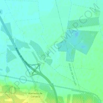 Mapa topográfico Arenas, altitude, relevo