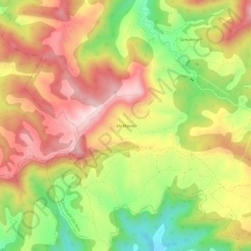 Mapa topográfico els Masos, altitude, relevo