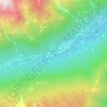 Mapa topográfico Valleggio, altitude, relevo