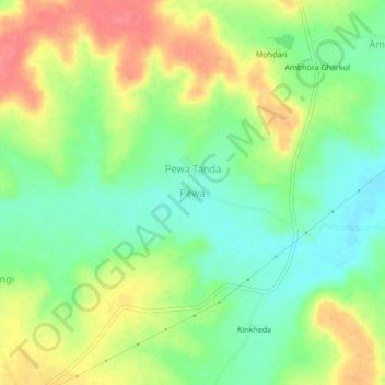 Mapa topográfico Pewa, altitude, relevo